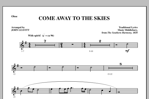 Download John Leavitt Come Away To The Skies - Oboe Sheet Music