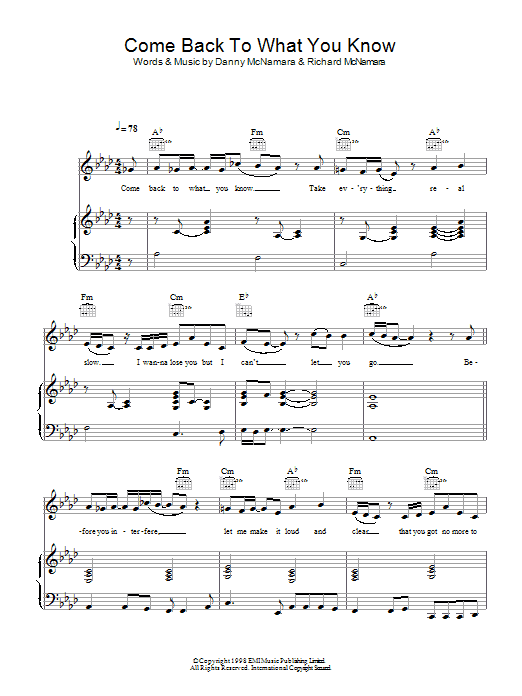 Download Embrace Come Back To What You Know Sheet Music
