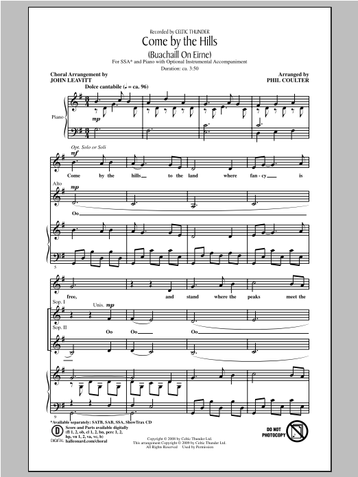 Download John Leavitt Come By The Hills (Buachaill On Eirne) Sheet Music