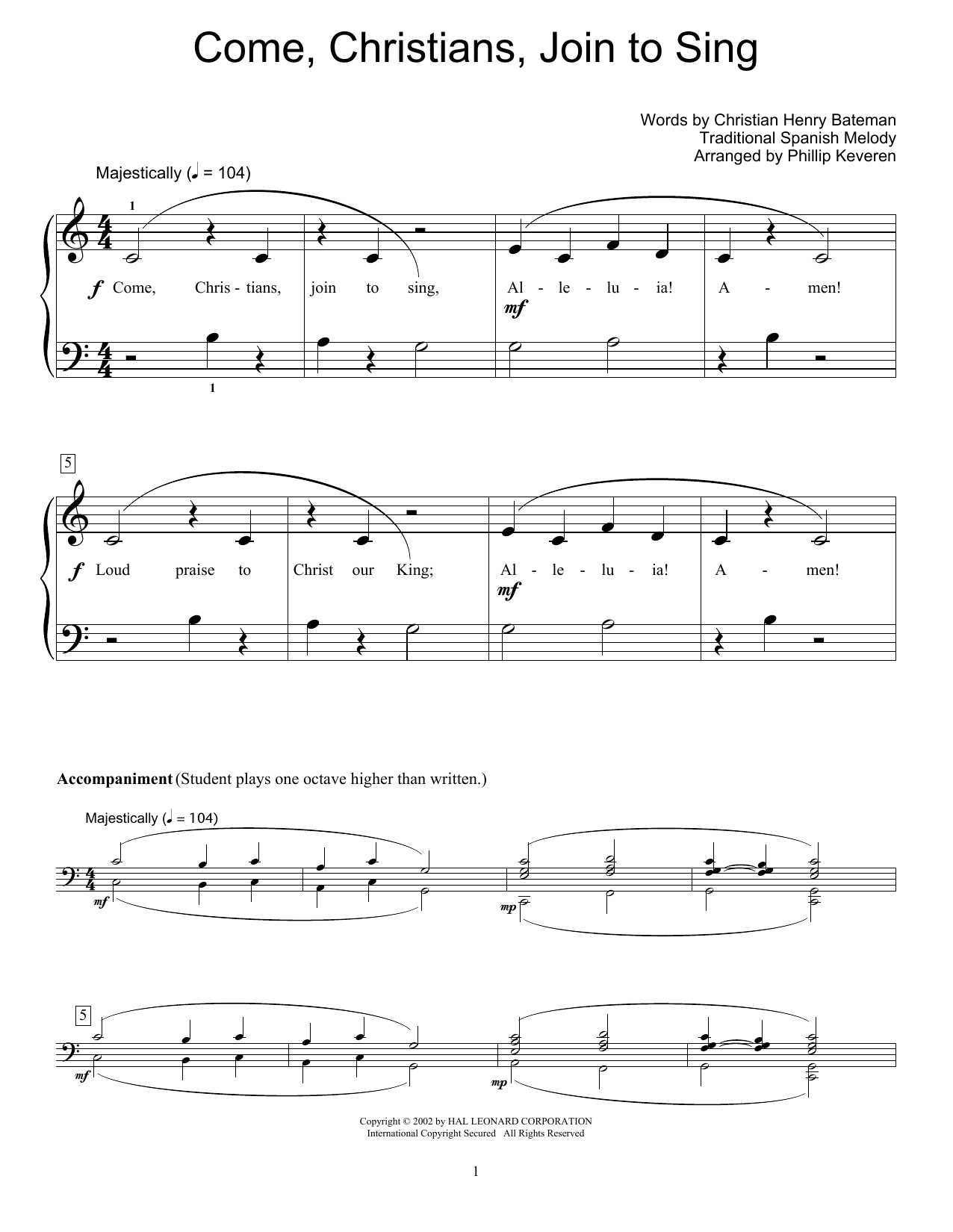 Download Fred Kern Come, Christians, Join To Sing Sheet Music