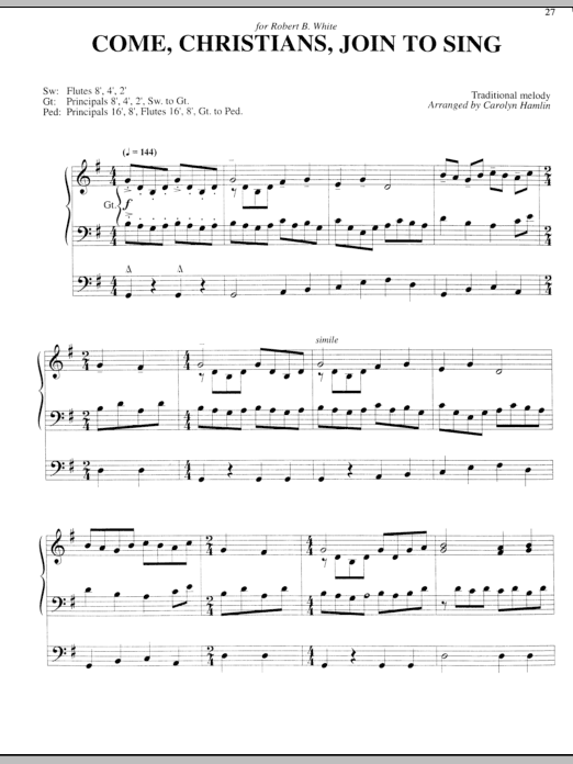 Download Carolyn Hamlin Come, Christians, Join To Sing Sheet Music