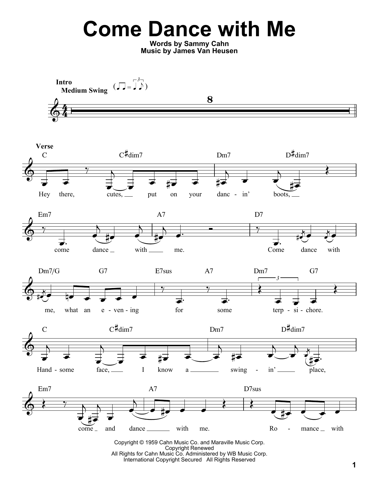 Download Frank Sinatra Come Dance With Me Sheet Music