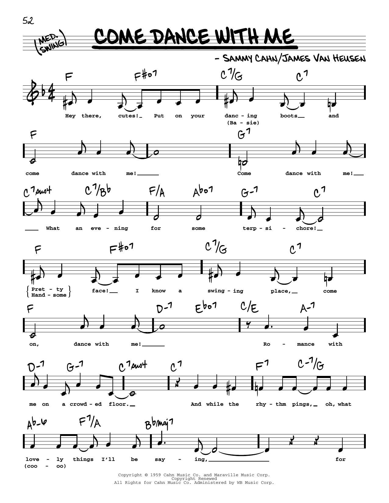 James Van Heusen Come Dance With Me (Low Voice) sheet music notes printable PDF score