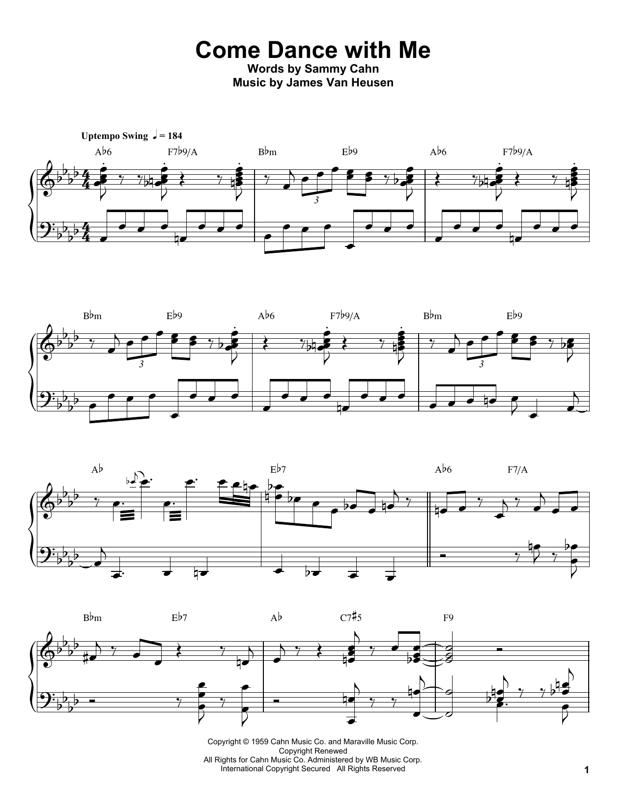 Download Oscar Peterson Come Dance With Me Sheet Music