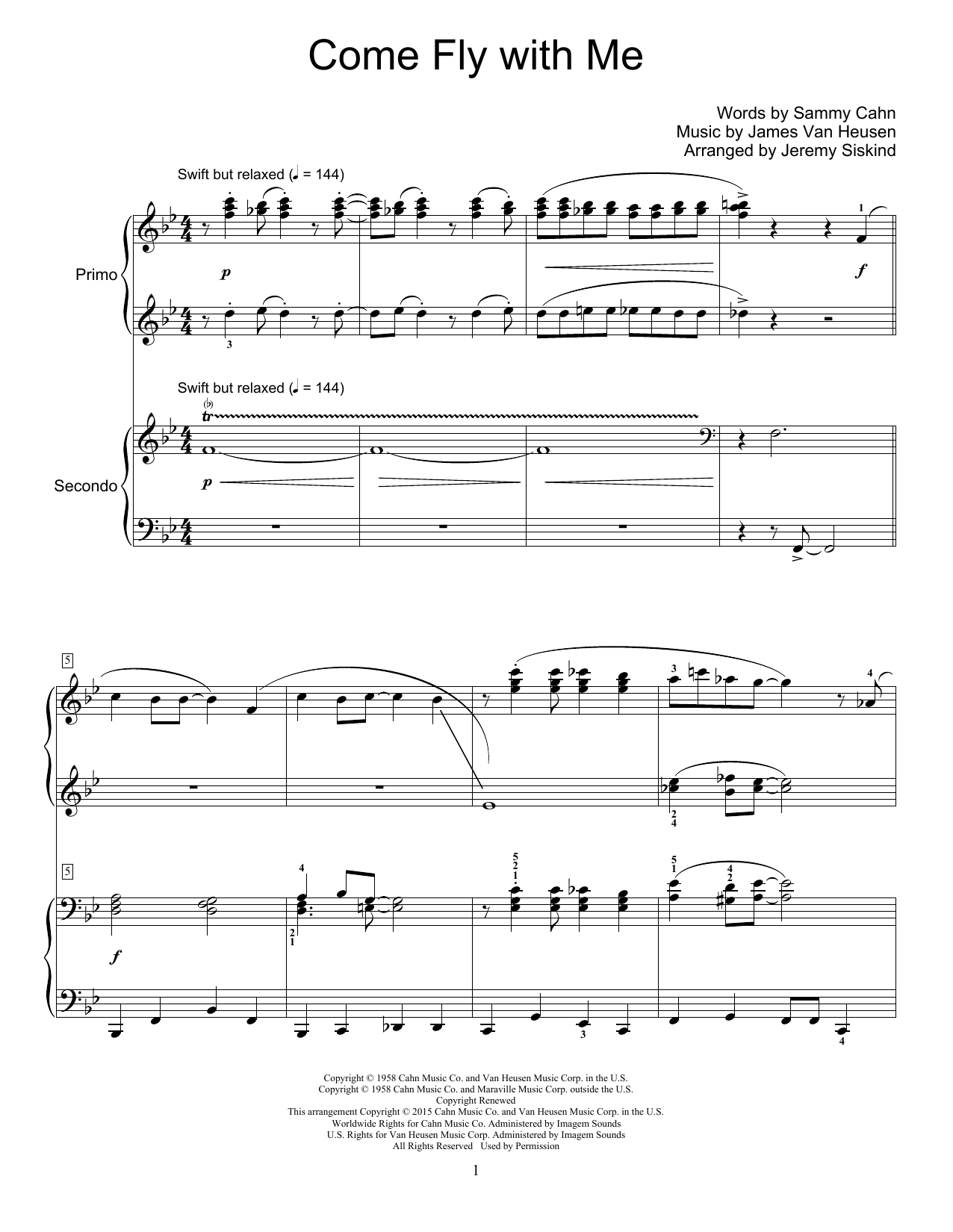 Download Jeremy Siskind Come Fly With Me Sheet Music