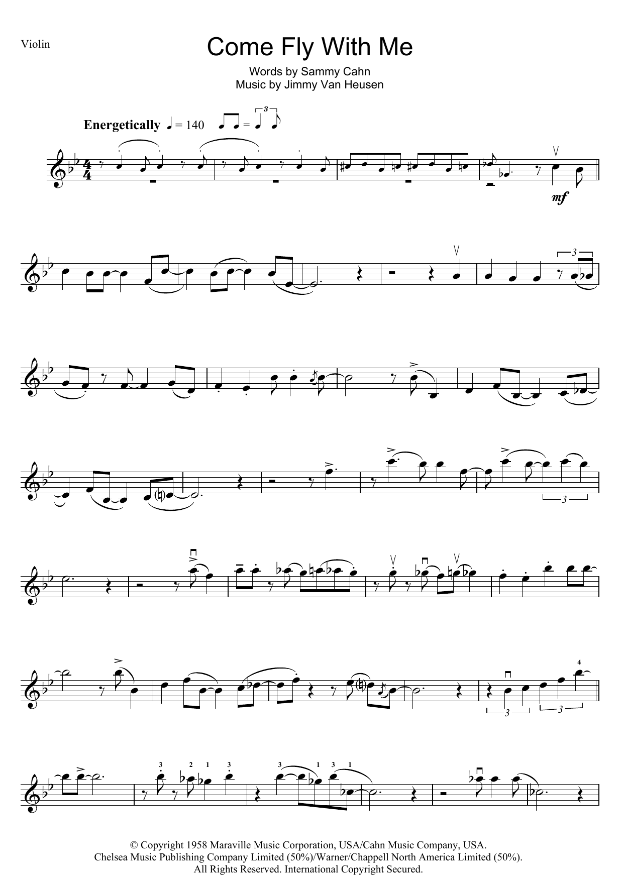 Download Frank Sinatra Come Fly With Me Sheet Music