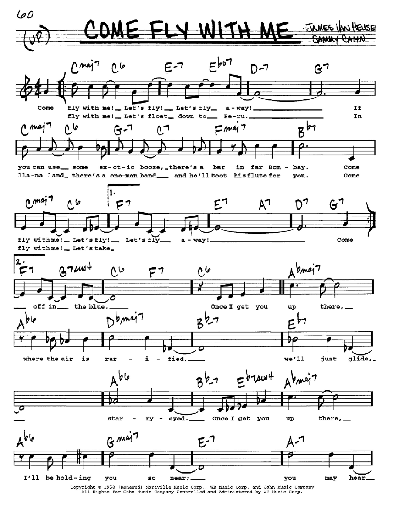 Download Frank Sinatra Come Fly With Me Sheet Music