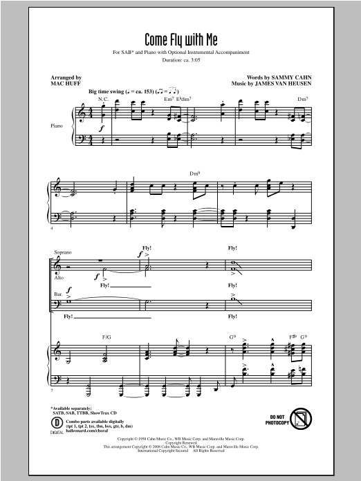 Download Frank Sinatra Come Fly With Me (arr. Mac Huff) Sheet Music
