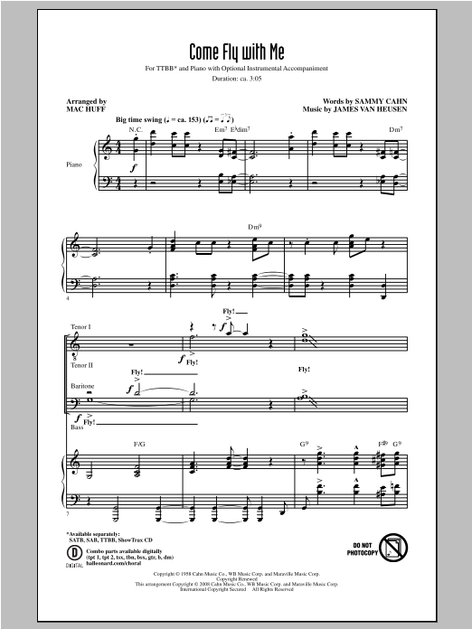 Download Frank Sinatra Come Fly With Me (arr. Mac Huff) Sheet Music