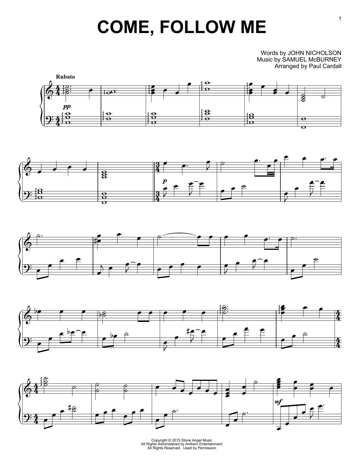 Download Paul Cardall Come, Follow Me Sheet Music