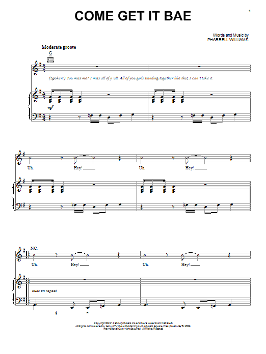 Download Pharrell Williams Come Get It Bae Sheet Music