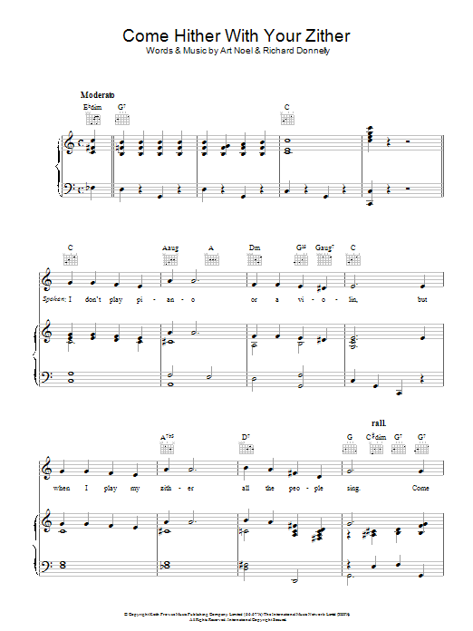 Download Max Miller Come Hither With Your Zither Sheet Music