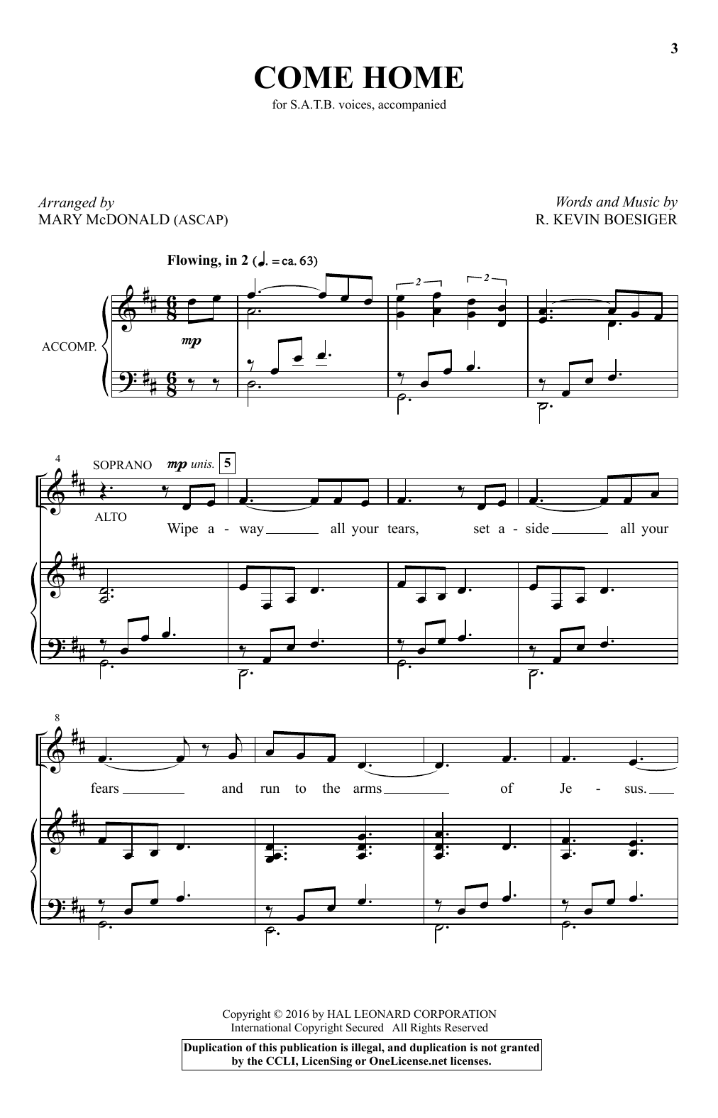 Download Mary McDonald Come Home Sheet Music