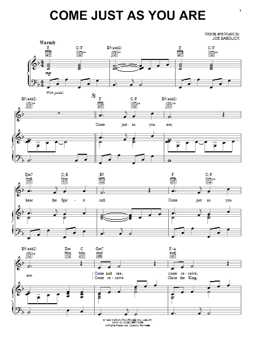Download Crystal Lewis Come Just As You Are Sheet Music