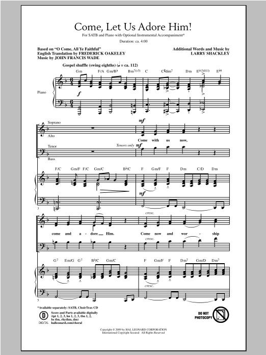 Download Traditional Come, Let Us Adore Him! (arr. Larry Sha Sheet Music