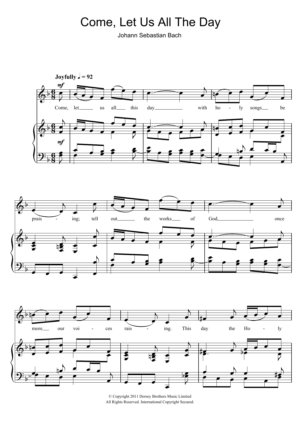 Download Johann Sebastian Bach Come, Let Us All The Day Sheet Music