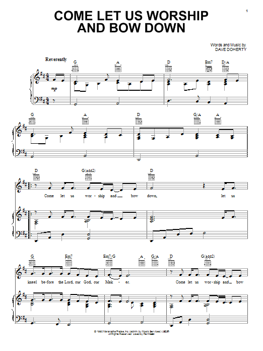 Download Dave Doherty Come Let Us Worship And Bow Down Sheet Music