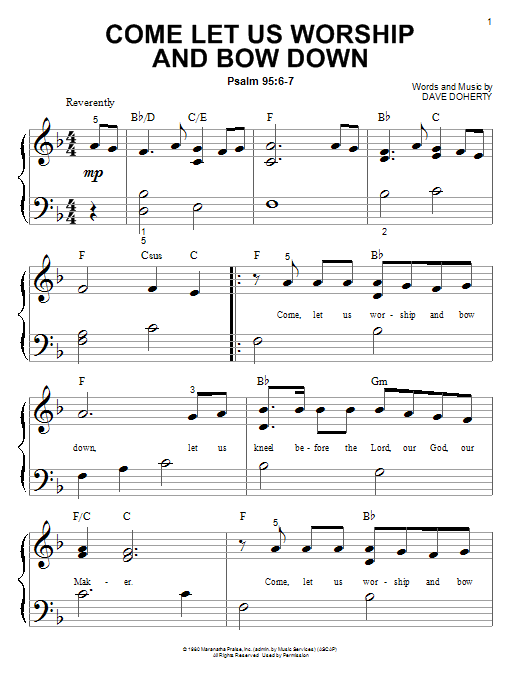 Download Dave Doherty Come Let Us Worship And Bow Down Sheet Music