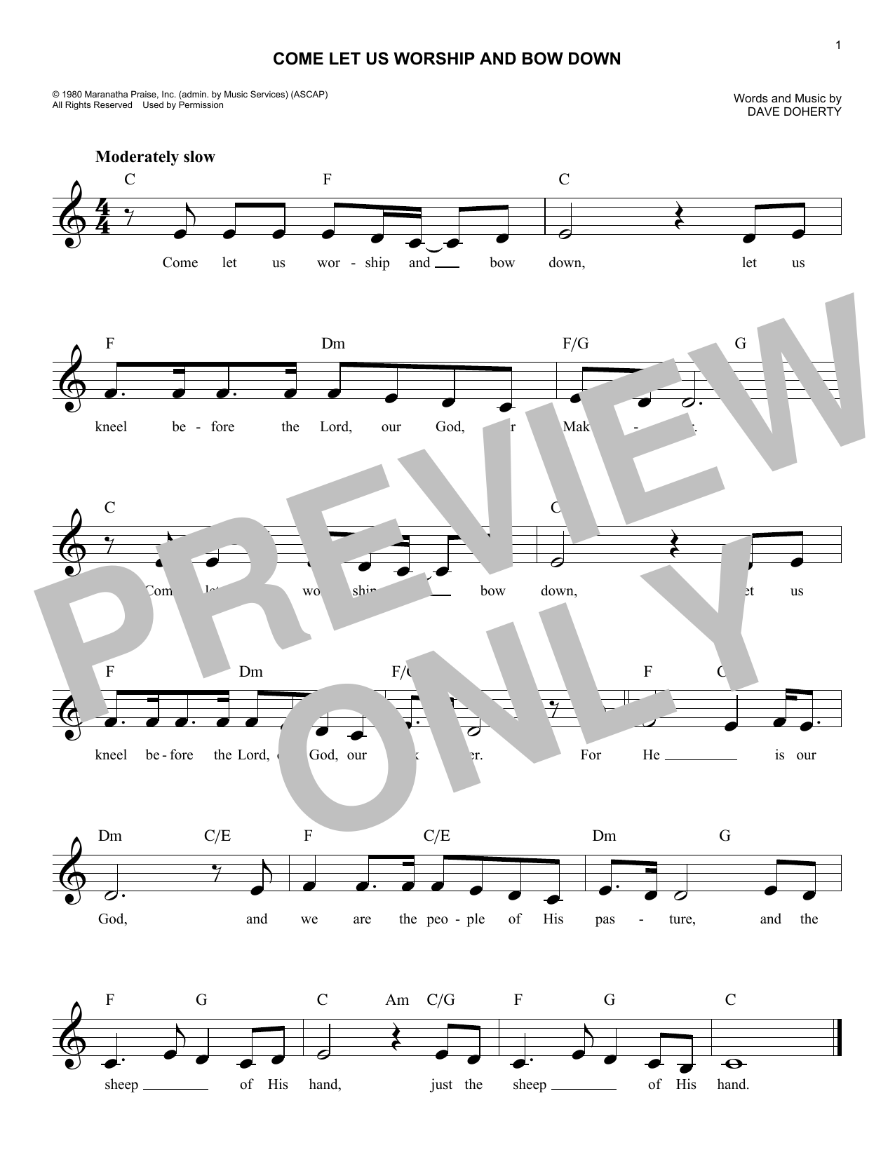 Download David J. Doherty Come Let Us Worship And Bow Down Sheet Music