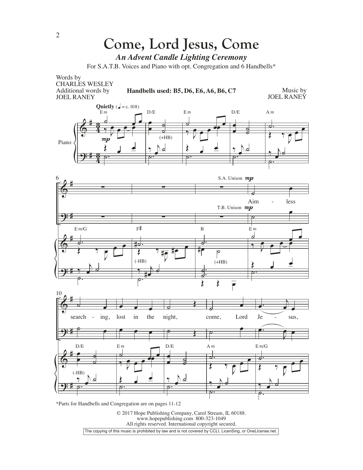 Download Joel Raney Come, Lord Jesus, Come Sheet Music