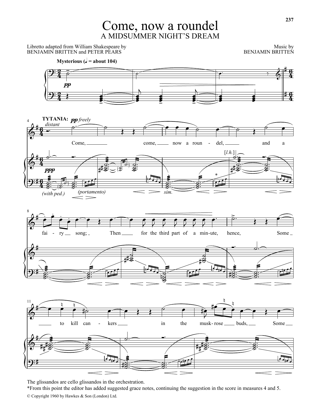Download Benjamin Britten Come, Now A Roundel (from A Midsummer N Sheet Music