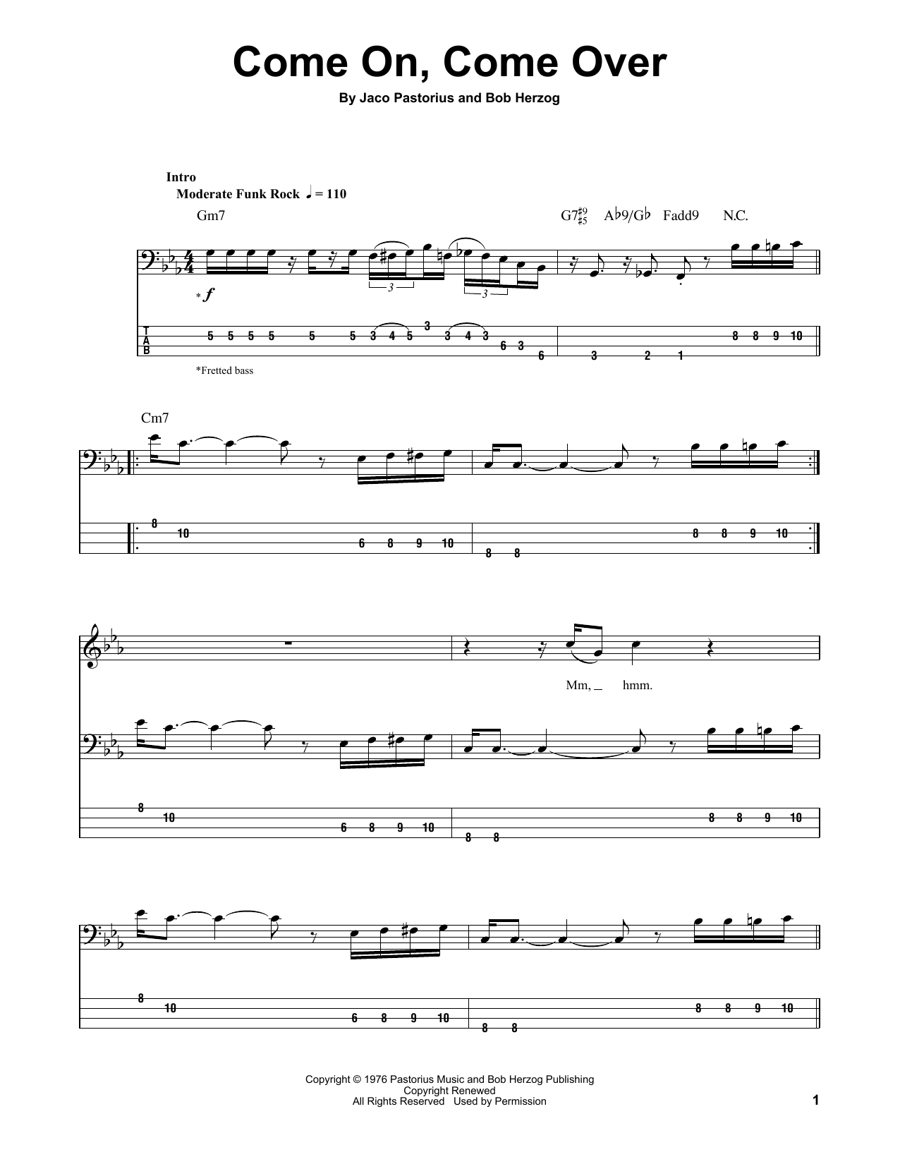 Download Jaco Pastorius Come On, Come Over Sheet Music