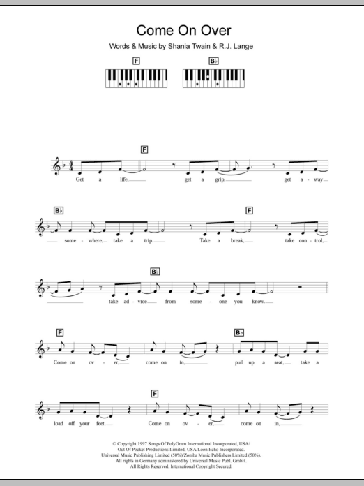 Download Shania Twain Come On Over Sheet Music