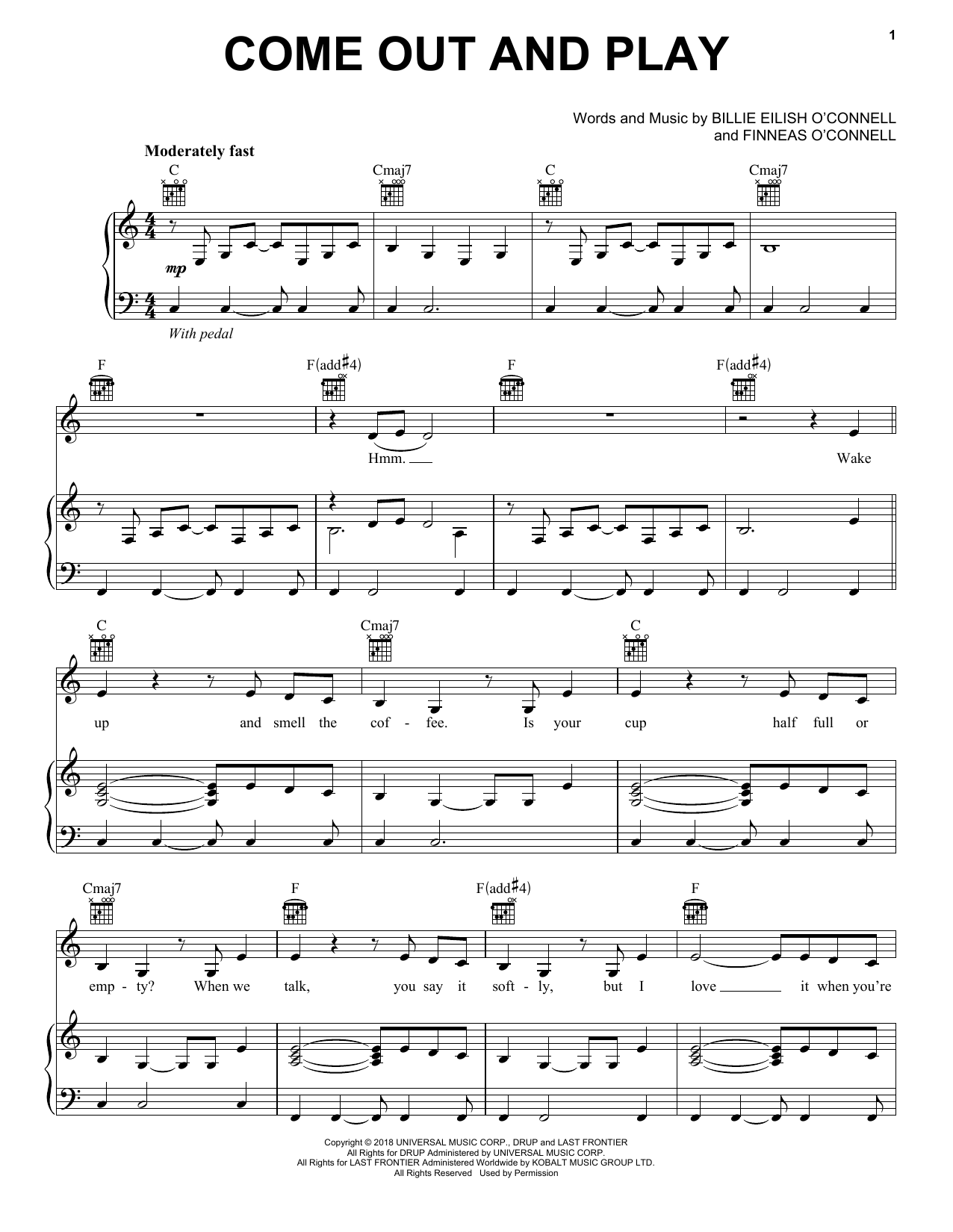 Download Billie Eilish Come Out And Play Sheet Music