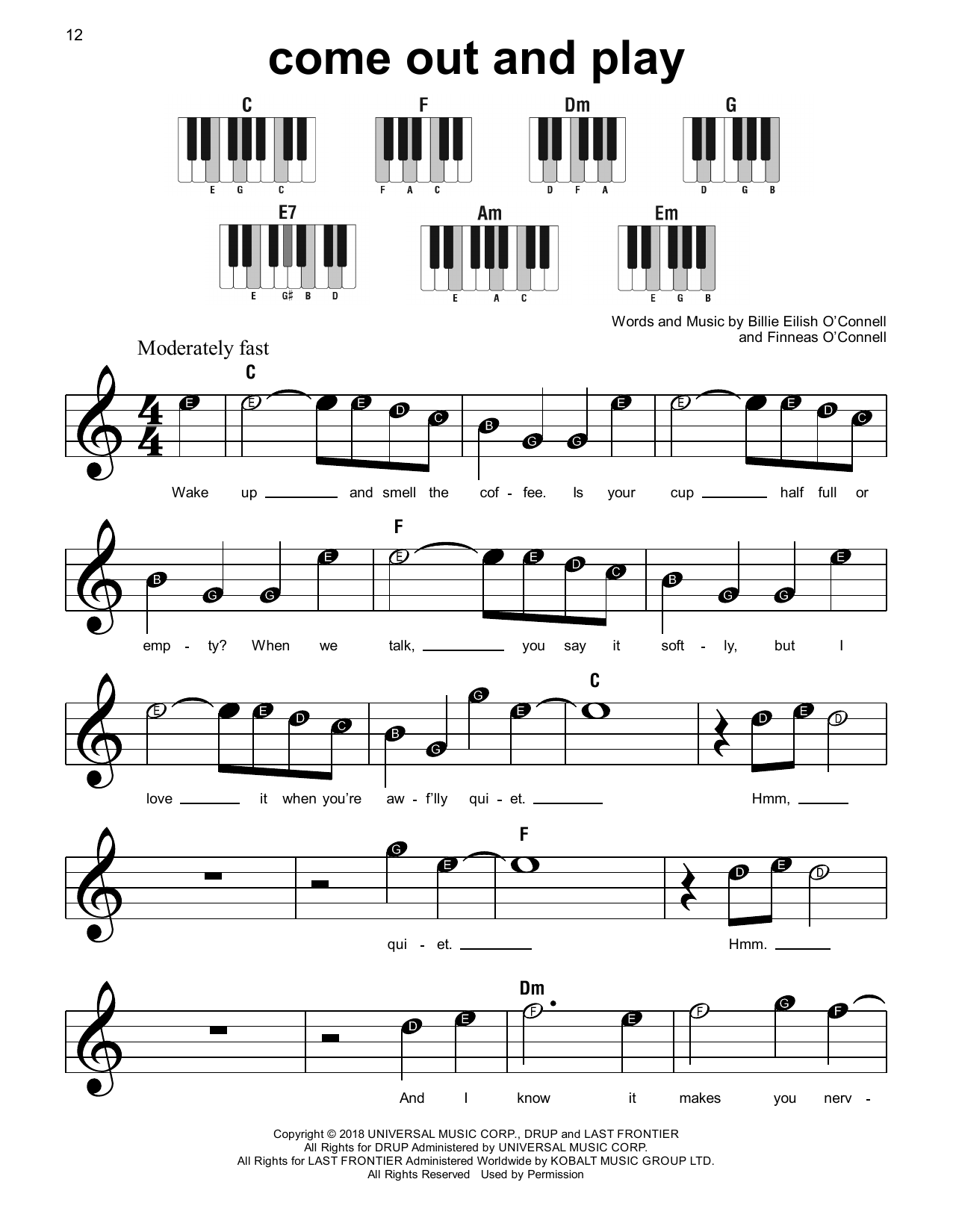 Download Billie Eilish come out and play Sheet Music