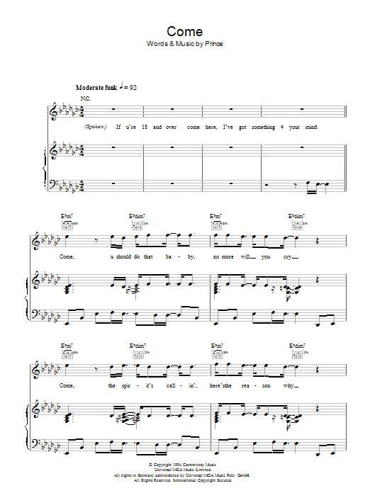 Download Prince Come Sheet Music