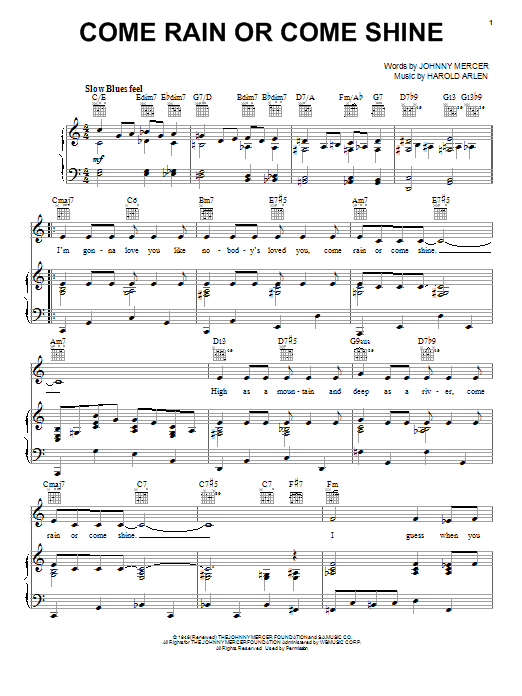 Download Harold Arlen Come Rain Or Come Shine Sheet Music