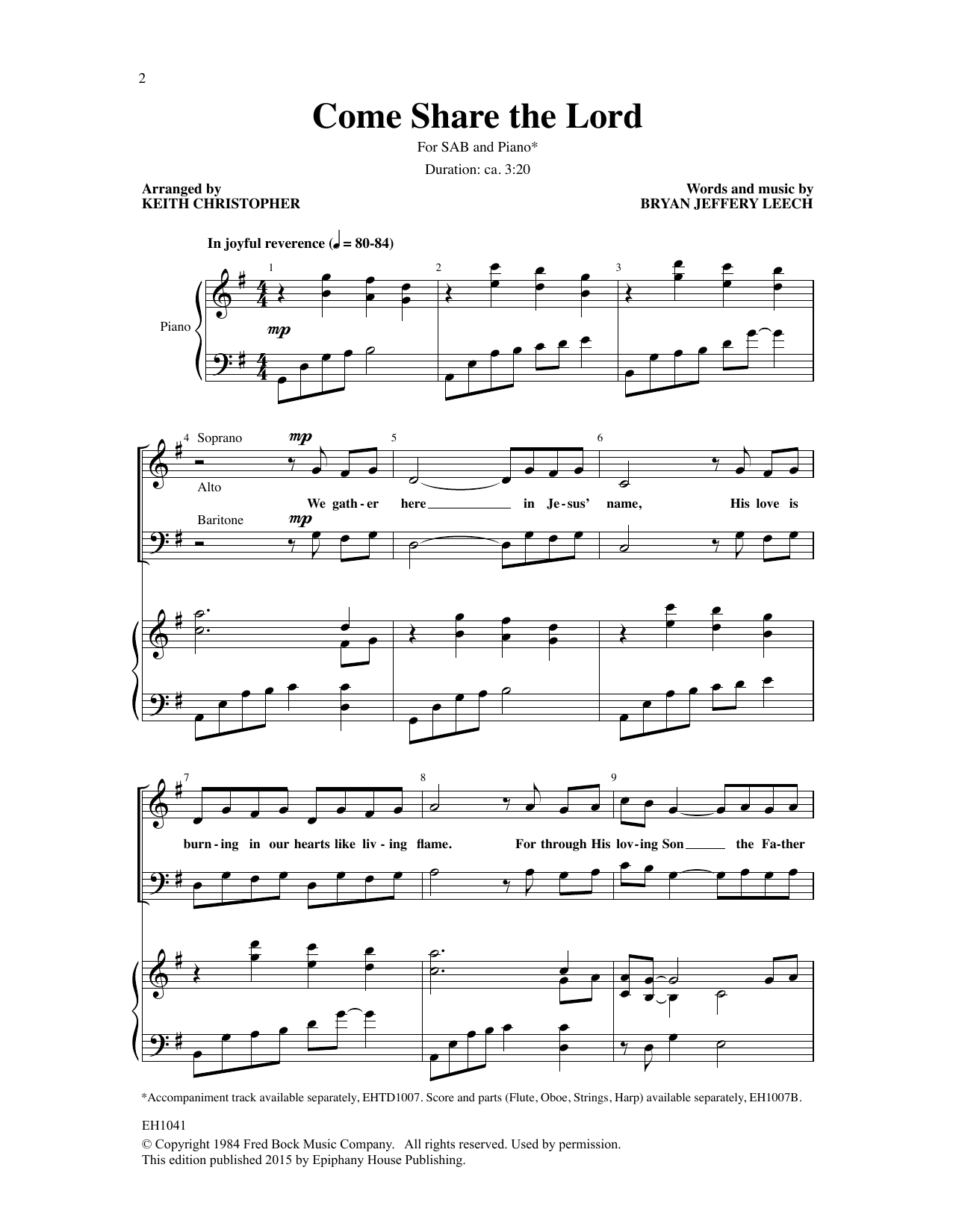 Download Keith Christopher Come Share the Lord Sheet Music