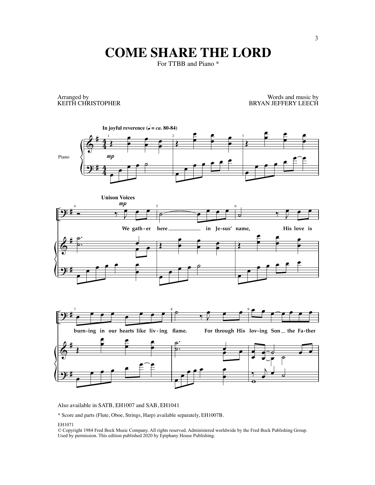 Download Keith Christopher Come Share The Lord Sheet Music