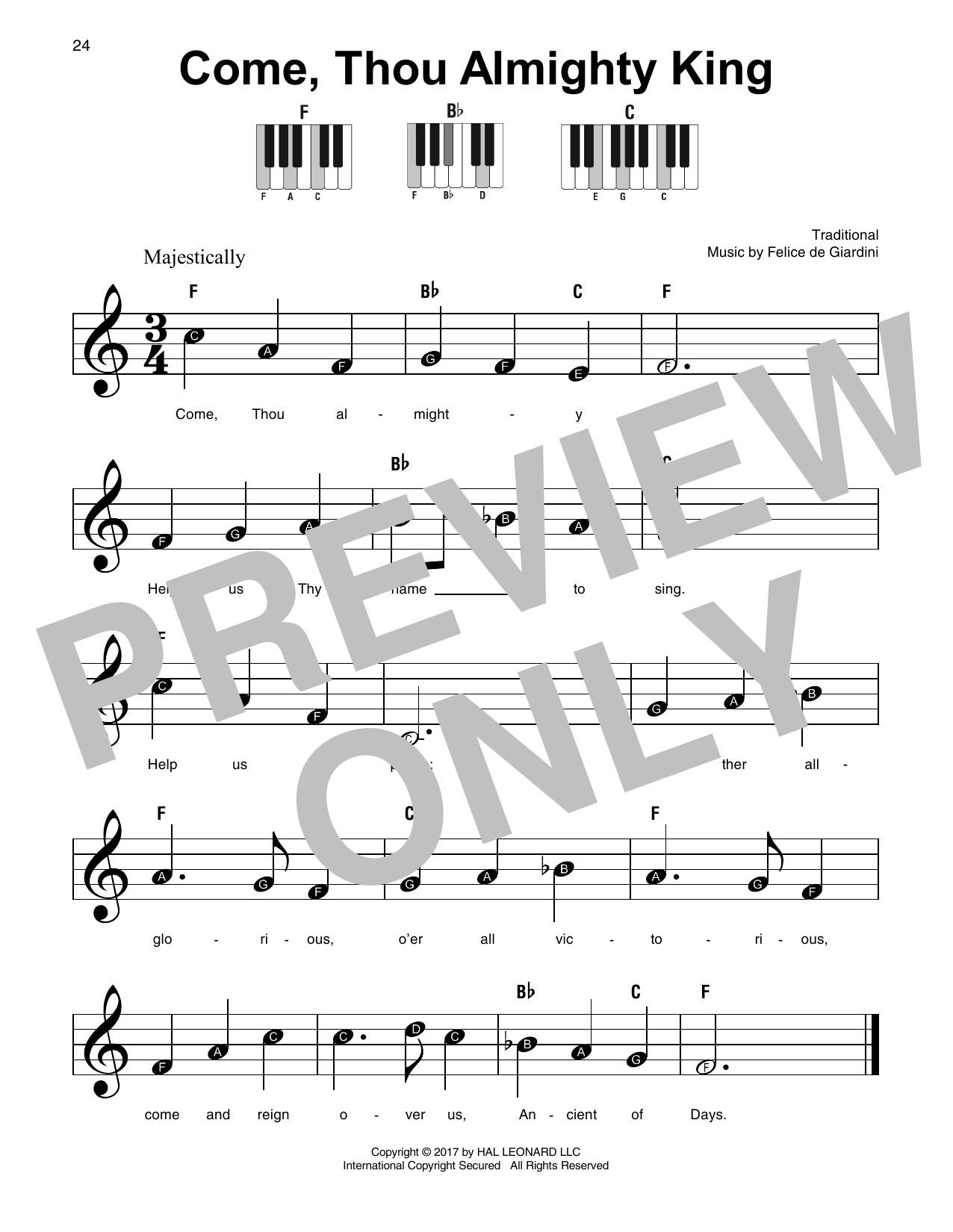 Download Felice de Giardini Come, Thou Almighty King Sheet Music