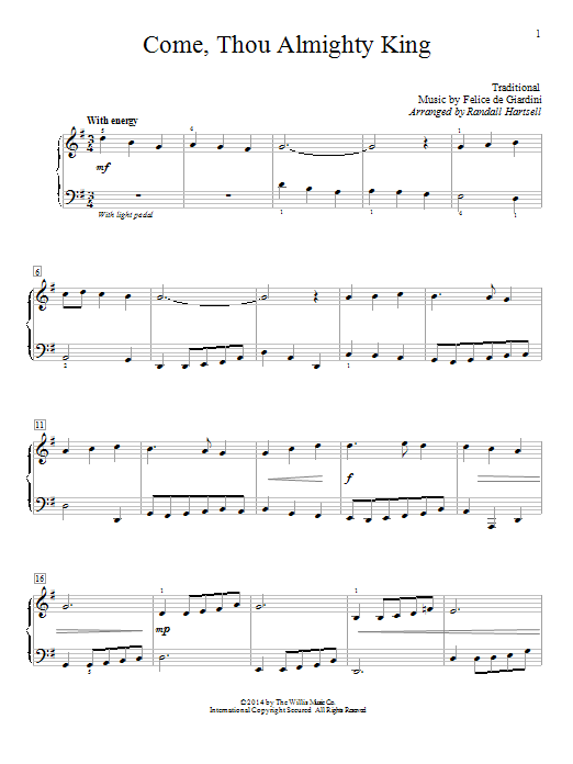 Download Randall Hartsell Come, Thou Almighty King Sheet Music