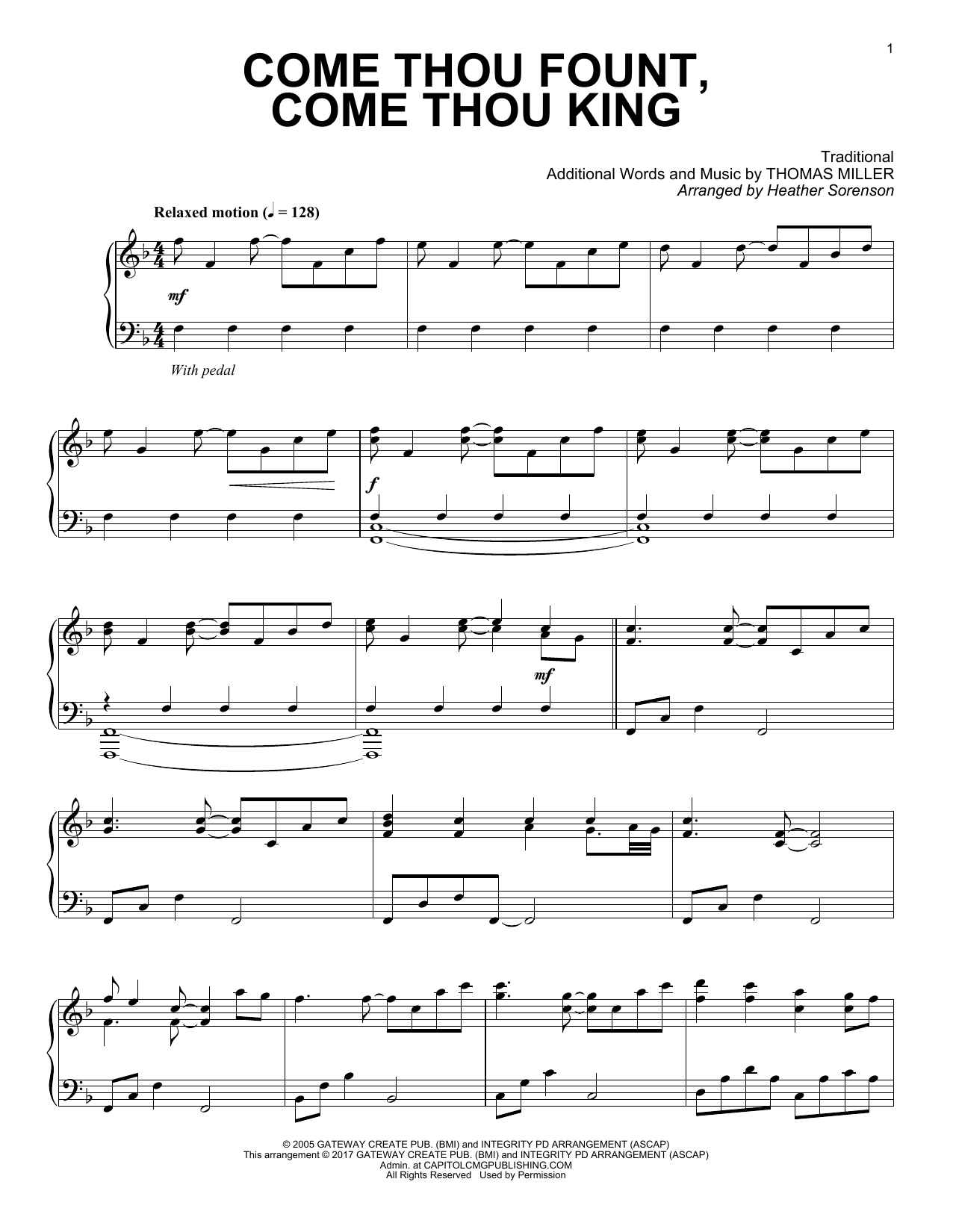 Download Thomas Miller Come Thou Fount, Come Thou King Sheet Music