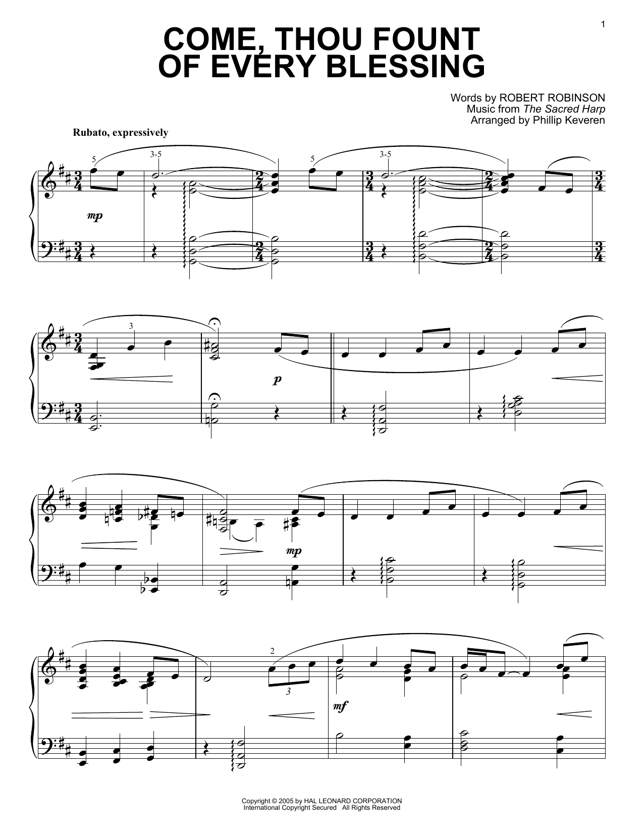 Download Robert Robinson Come, Thou Fount of Every Blessing [Jaz Sheet Music