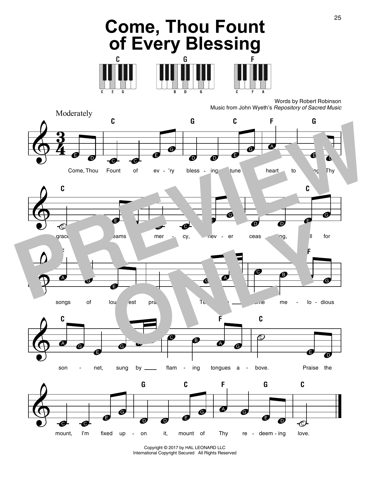 Download John Wyeth Come, Thou Fount Of Every Blessing Sheet Music