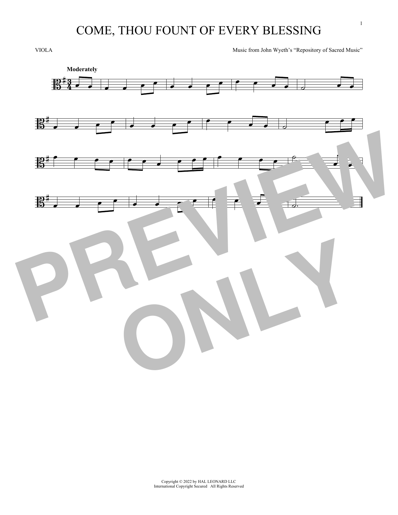 Download Robert Robinson Come, Thou Fount Of Every Blessing Sheet Music