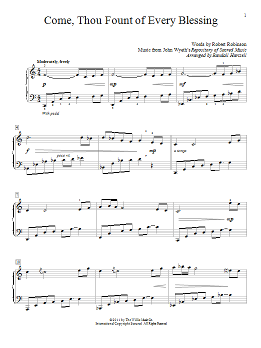 Download Robert Robinson Come, Thou Fount Of Every Blessing Sheet Music