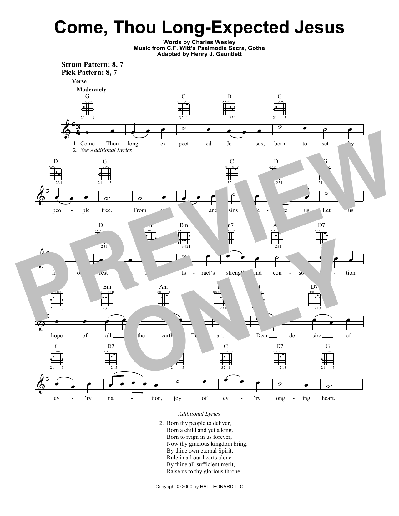 Download C.F. Witt Come, Thou Long-Expected Jesus Sheet Music