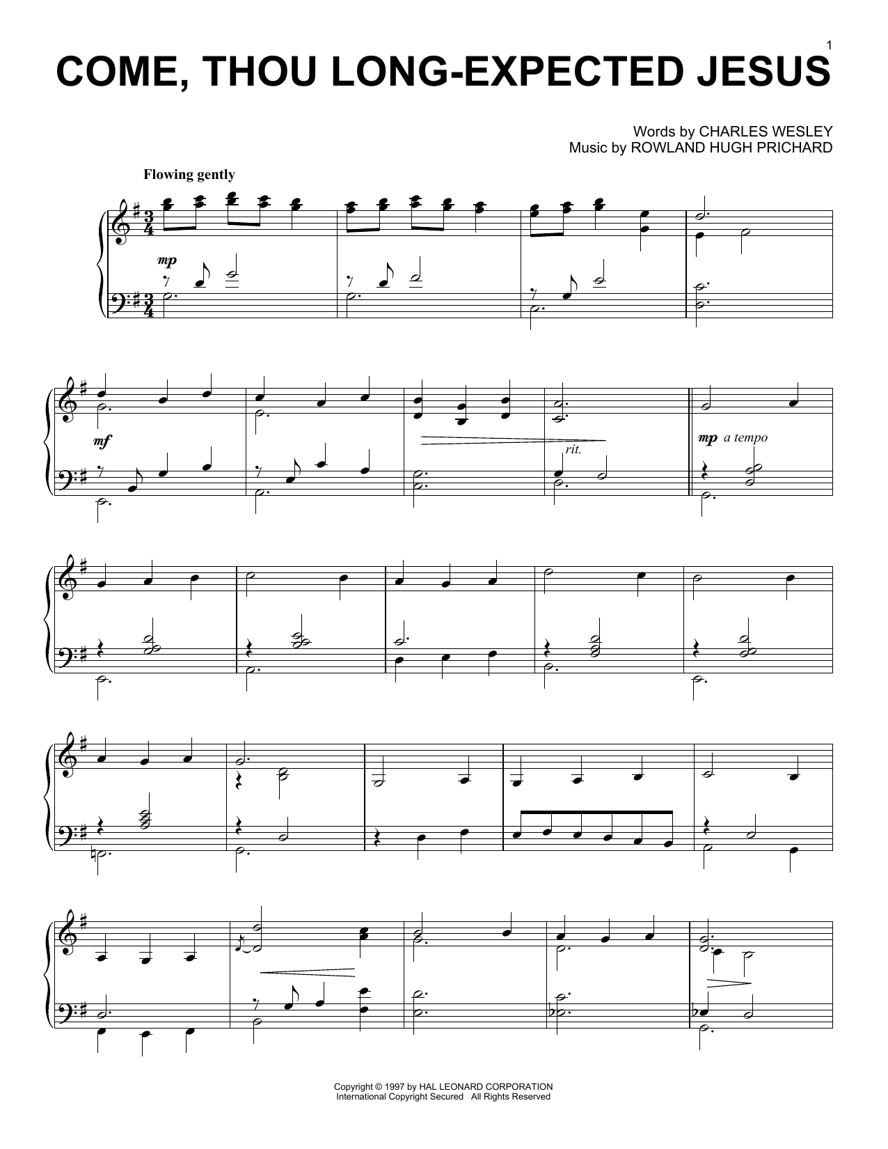 Download Charles Wesley Come, Thou Long-Expected Jesus Sheet Music