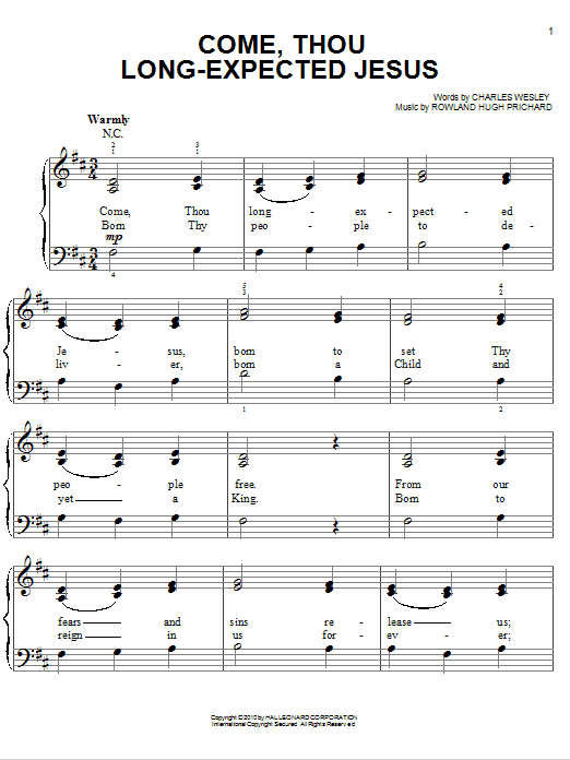 Download Chris Tomlin Come, Thou Long-Expected Jesus Sheet Music