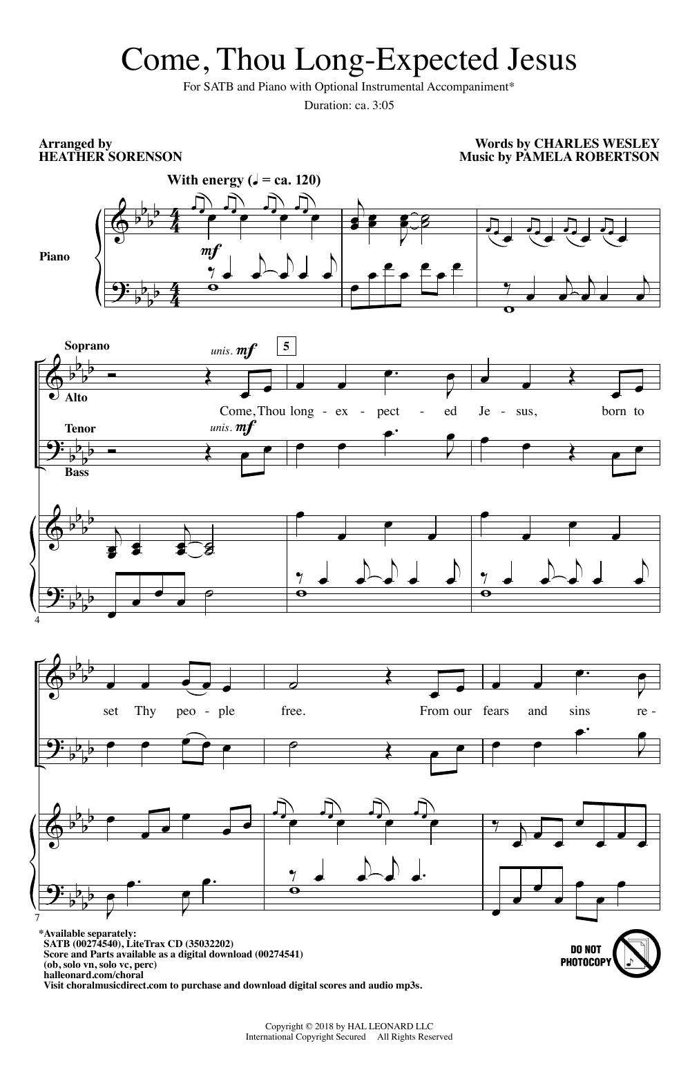 Download Heather Sorenson Come, Thou Long-Expected Jesus Sheet Music