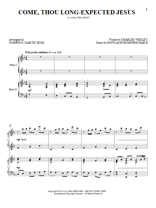 Download Joseph M. Martin Come, Thou Long-Expected Jesus Sheet Music