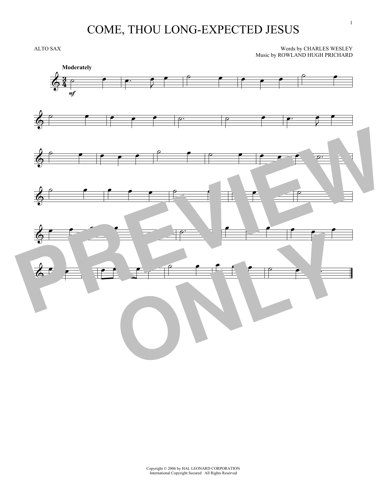 Download Rowland Hugh Prichard Come, Thou Long-Expected Jesus Sheet Music