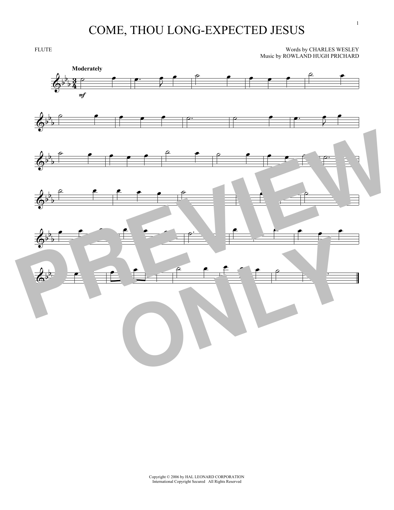 Download Rowland Hugh Prichard Come, Thou Long-Expected Jesus Sheet Music