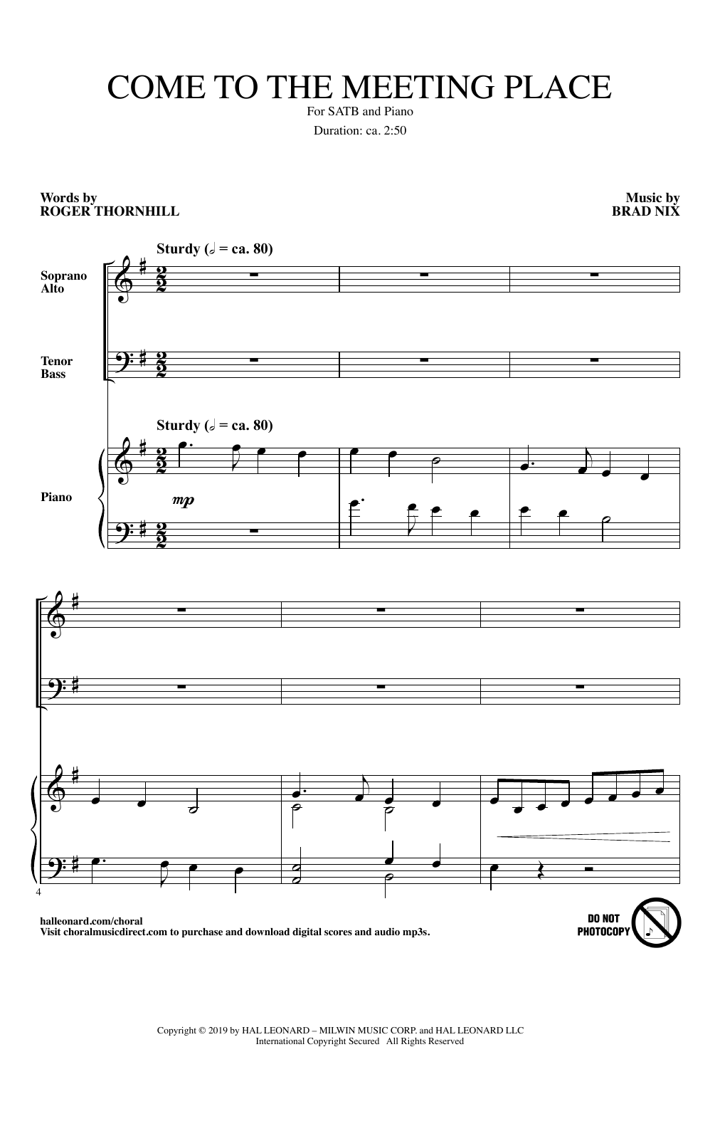 Download Roger Thornhill and Brad Nix Come To The Meeting Place Sheet Music