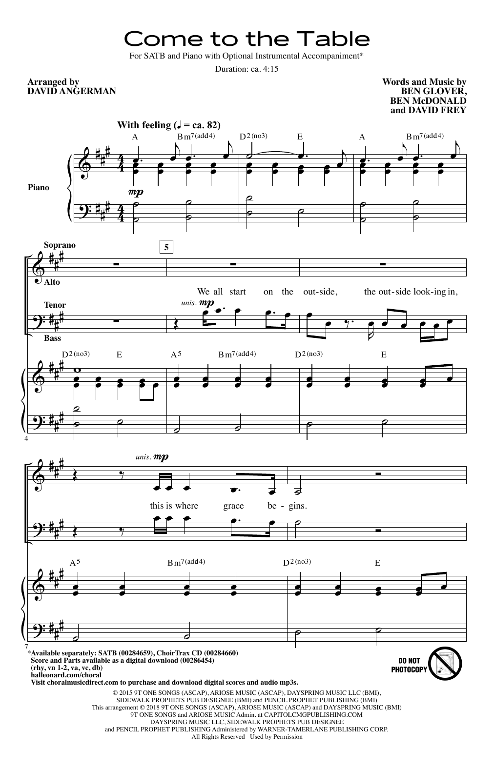 Download Sidewalk Prophets Come To The Table (arr. David Angerman) Sheet Music