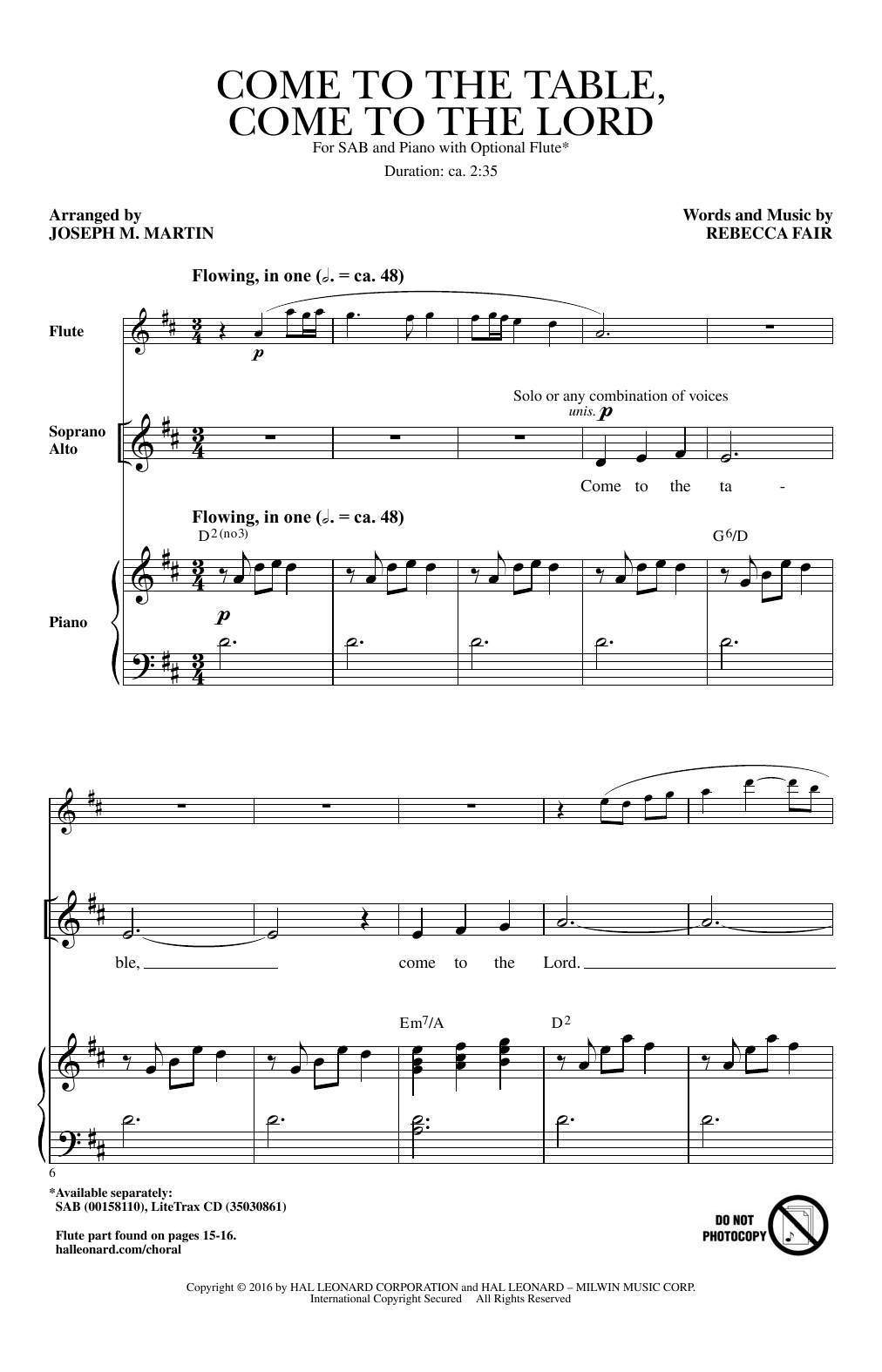 Download Joseph M. Martin Come To The Table, Come To The Lord Sheet Music